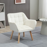 HOMCOM Fotoliu de design scandinav din lemn si catifea de culoare crem, pentru sufragerie sau birou, 68,5x61x72,5cm