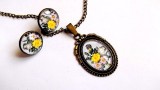 set sticla cu pandantiv , cercei cu model floral 32046