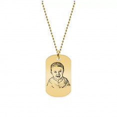 Me - Colier personalizat cu fotografie si dog tag din argint 925 placat cu aur galben 24K