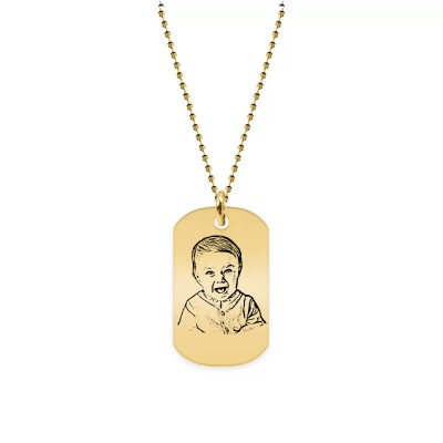 Me - Colier personalizat cu fotografie si dog tag din argint 925 placat cu aur galben 24K foto