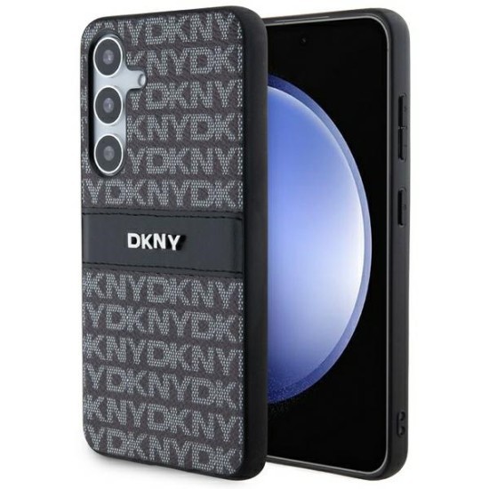 Husa Samsung Galaxy S24 Plus - DKNY Leather Mono Stripe &amp; Metal Logo (DKHCS24MPRTHSLK) - Black