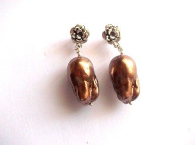 cercei cu perle de Mallorca in stil baroc 47386 foto