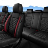 Cumpara ieftin Set Huse Auto universale lux din piele ecologica, negru cu rosu pentru scaune fata si spate