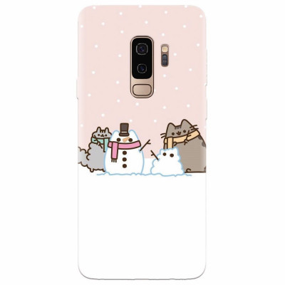 Husa silicon pentru Samsung S9 Plus, Cat And Snowman foto
