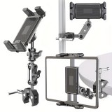 Suport tableta cu clema de prindere metalica magic arm si brat reglabil cu rotire 360, metalic, pentru telefon si tableta