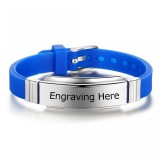 Bratara albastra silicon ajustabila gravata personalizata cu textul tau