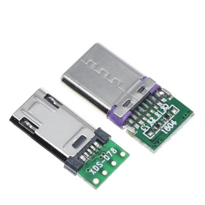 Set Conector MicroUSB + Conector USB Tip-C cu PCB cu 4 pini, 5 bucati foto