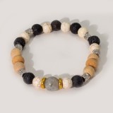 Cumpara ieftin Bratara Tri Hita Karana Echilibru Bali, Howlit, Labradorit, Lava, Lemn Santal, Argintiu, Auriu, Bijuterie Spirituala, Realizata Manual