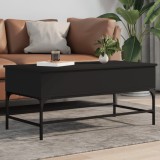 Masuta cafea Gossi negru 100x50x45 cm lemn prelucrat si metal, compartimente depozitare, picioare reglabile