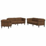 Cumpara ieftin Set de canapele, 3 piese, maro, catifea