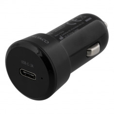 Incarcator auto fast charge DELTACO, USB-C, intrare DC 10-30V, iesire 5V 3A 15W, negru foto