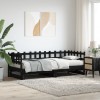 VidaXL Pat de zi extensibil, negru, 2x(80x200) cm, lemn masiv de pin 840387