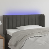 Cumpara ieftin Tăblie de pat cu LED, gri &icirc;nchis, 103x16x78/88 cm, catifea