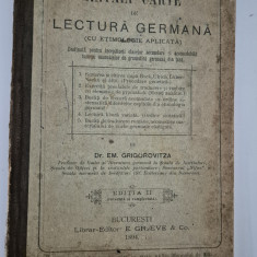 Carte veche 1894 Dr Em Grigorovitza Intaia carte de lectura germana