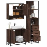 VidaXL Set mobilier de baie, 3 piese, stejar maro, lemn prelucrat