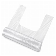 Rola 120 pungi albe 33 x 44 cm tip maieu pentru cumparaturi, transparente