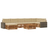 vidaXL Set de canapele de exterior cu pernă 8 pcs Natural și Bej 3383671