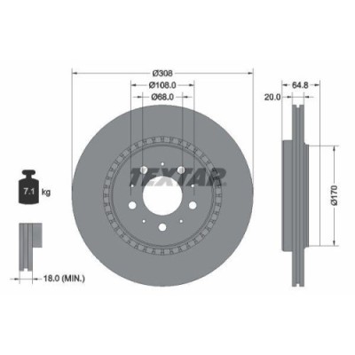 Set disc frana Volvo Xc90 I (275) 06.02-01.15, Xc90 I Van (275) 06.02-01.15, Spate, 308X20mm, ventilat, TEXTAR foto