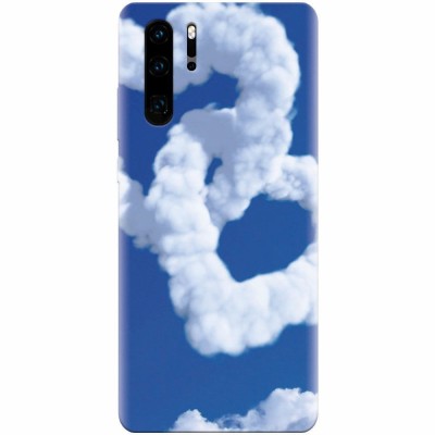 Husa silicon pentru Huawei P30 Pro, Heart Shaped Clouds Blue Sky foto