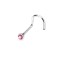 Piercing Surub Nostril - TITAN - argintiu piatră roz - 0.8x6x2