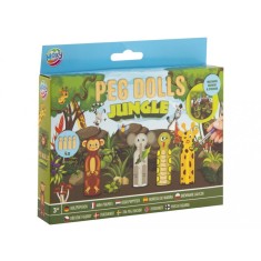 Set creativ DIY, Figurine din lemn, Peg Dolls, Jungla