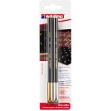 Marker Edding 1200 tip carioca, varf 1-3 mm auriu/argintiu blister