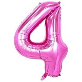 Balon Folie Metalizata Cifra 4 Roz, 80cm - Aniversare Copii, Decor Petrecere