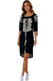 Rochie dama negru/bej , marimea L, Bumbac