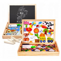 Set Educativ cu Tabla Magnetica, Creta si Elemente Puzzle Colorate pentru Copii foto