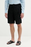 United Colors of Benetton pantaloni scurți din in culoarea negru, 4AGHU900Z