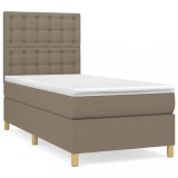 Cumpara ieftin Pat box spring cu saltea, gri taupe, 80x200 cm, textil