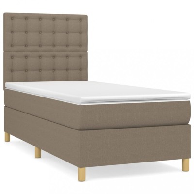 Pat box spring cu saltea, gri taupe, 80x200 cm, textil foto