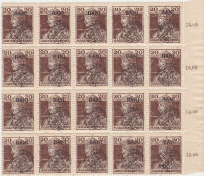 Romania Magyar Posta 20 Filler Bani Supratipar Regatul Romaniei 1919 20 timbre foto