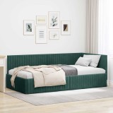 vidaXL Cadru de pat colțar Verde &icirc;nchis 100 x 200 cm Catifea