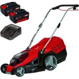 Einhell GE-CM 36/43 Li M PXC + Twinpack + 4514095 - Masina de tuns iarba 43 cm 63 l + Set 2 acumulatori si incarcator Li-Ion 18 V 4 Ah