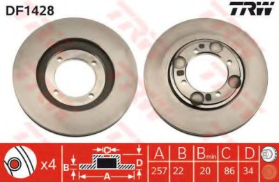 Disc frana HYUNDAI COUPE (RD) (1996 - 2002) TRW DF1428 foto