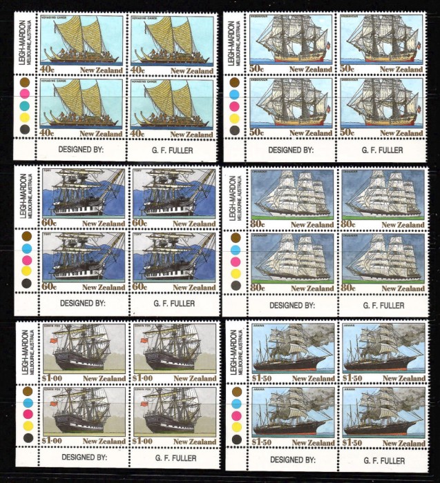 Noua Zeelanda 1990 - Patrimoniul Noii Zeelande - Nave, bloc de 4, MNH