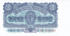 Bancnota Cehoslovacia 3 Korun 1953 - P79 UNC foto