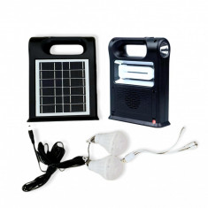 Kit panou solar 2 becuri, incarcare telefon, radio bluetooth, lanterne