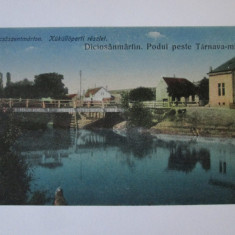 Carte postala Diciosânmărtin(Târnăveni/Mureș)-Podul peste Târnava Mică 1920