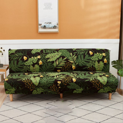 Husa universala pentru canapea, pat, model jungla, negru cu verde, 190 x 210 cm foto