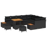 vidaXL Set de canapele pentru grădină cu pernă Negru Rattan poli 3364899