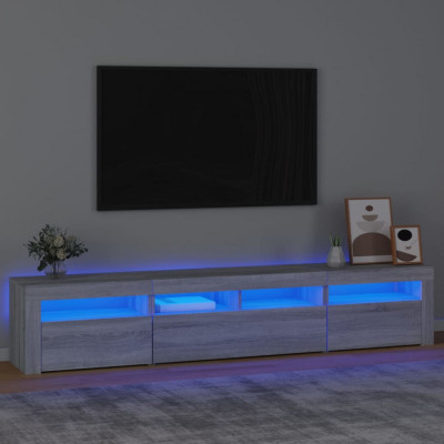 vidaXL Comodă TV cu lumini LED, gri sonoma, 210x35x40 cm foto
