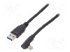 Cablu USB A mufa, USB C mufa in unghi, USB 1.1, USB 2.0, USB 3.0, lungime 1m, negru, Goobay - 66501