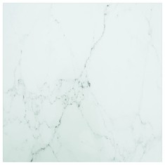 vidaXL Blat masa alb 60x60cm 6mm sticla securizata, design de marmura foto