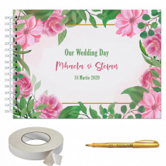 Set Album foto / GuestBook pentru nunta, MODEL FLOWERS 7, personalizabil, A4