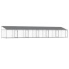 Cusca caini cu acoperis si usi, gri, 12x2x2 m, otel galvanizat