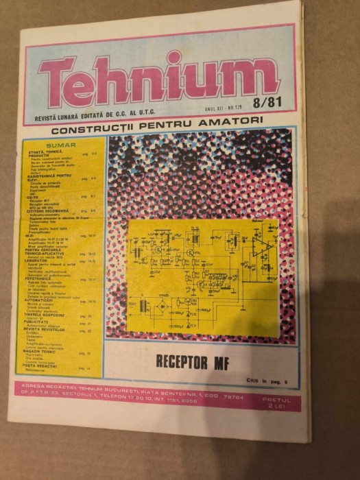 N1 Revista Tehnium Nr 8 - ( 129 ) - anul 1981 - Receptor MF