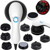 Aparat masaj pentru slabit, cu 9 capete interschimbabile, infrarosu, actiune anticelulitica, masaj intens cu vibratii, buton ON/OFF, din ABS, alb