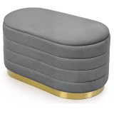 Bancheta tip puf cu depozitare, tapiterie velur, 80x42x42 cm, gri Household NewTrend